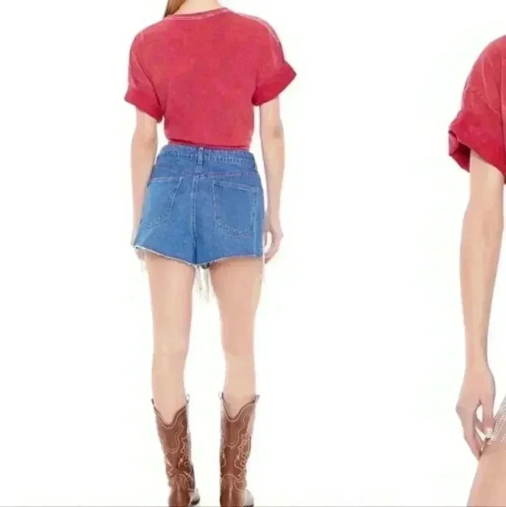 Rhinstone jean shorts